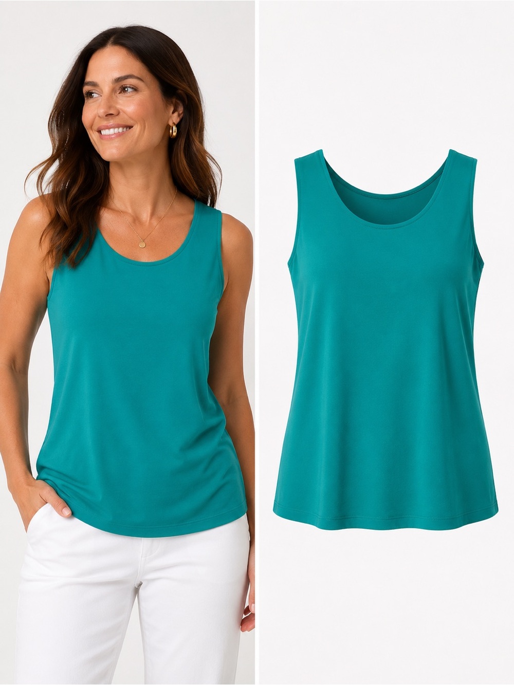 Chico's | Teal Stretch Sleeveless Tank Top | Size 1 (Medium) | Travel Knit Basic